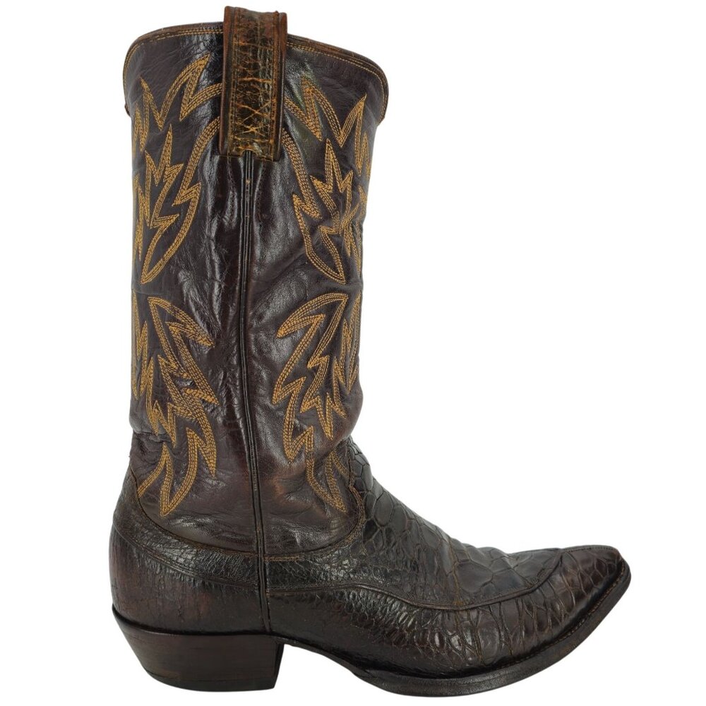 Vintage Preban Sea Turtle Exotic Justin Cowboy Boots Mens 8.5 Brown Western 9020 - Picture 13 of 14
